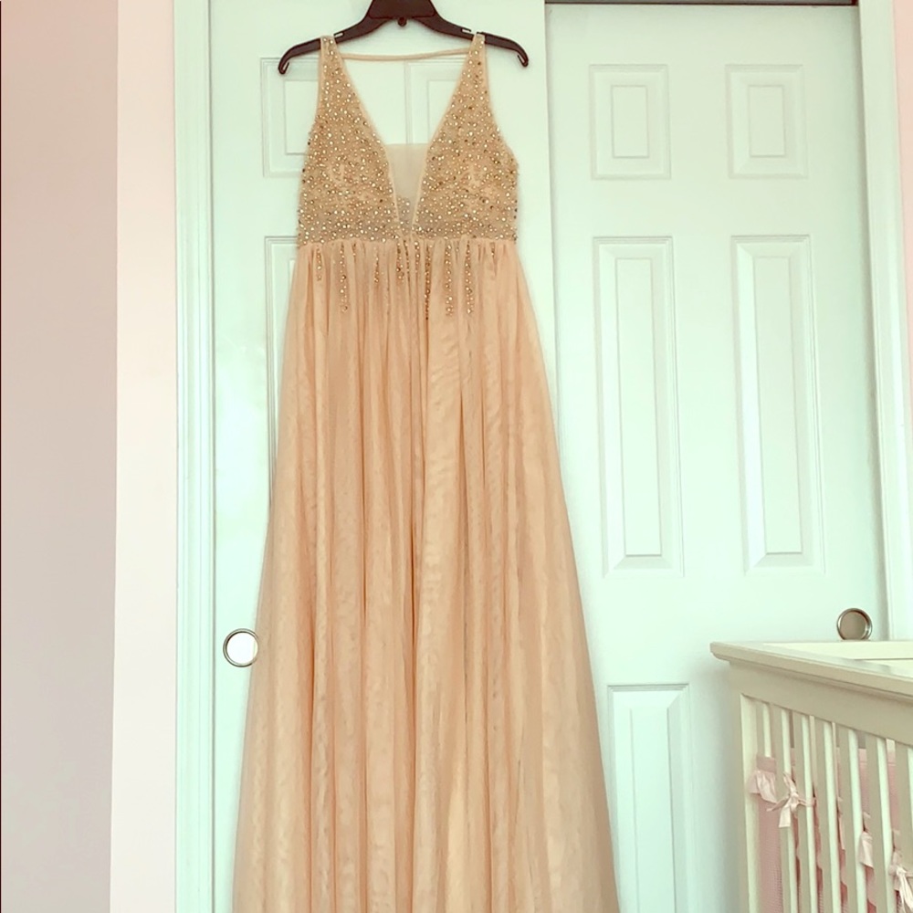Soft Pink Embellished Tulle Gown